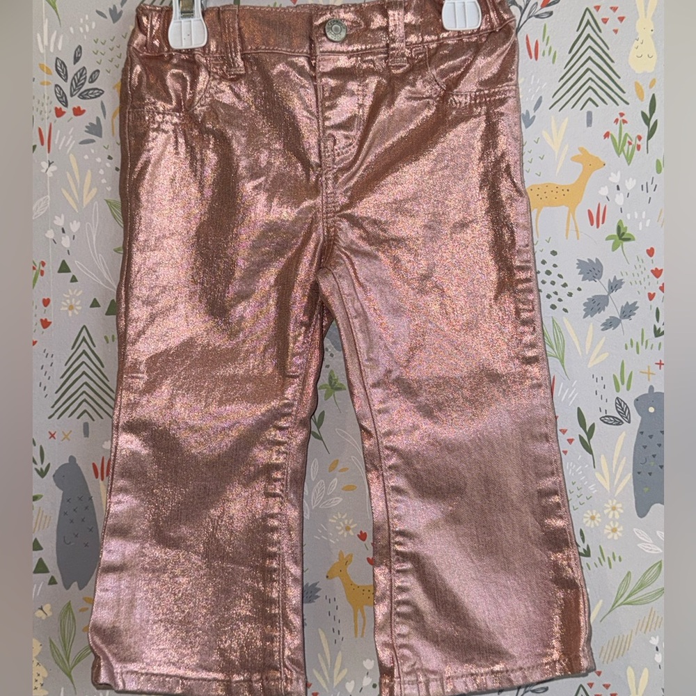 Oshkosh B’gosh 24 Month Girls Metallic Shimmer Pink Flare Jeans